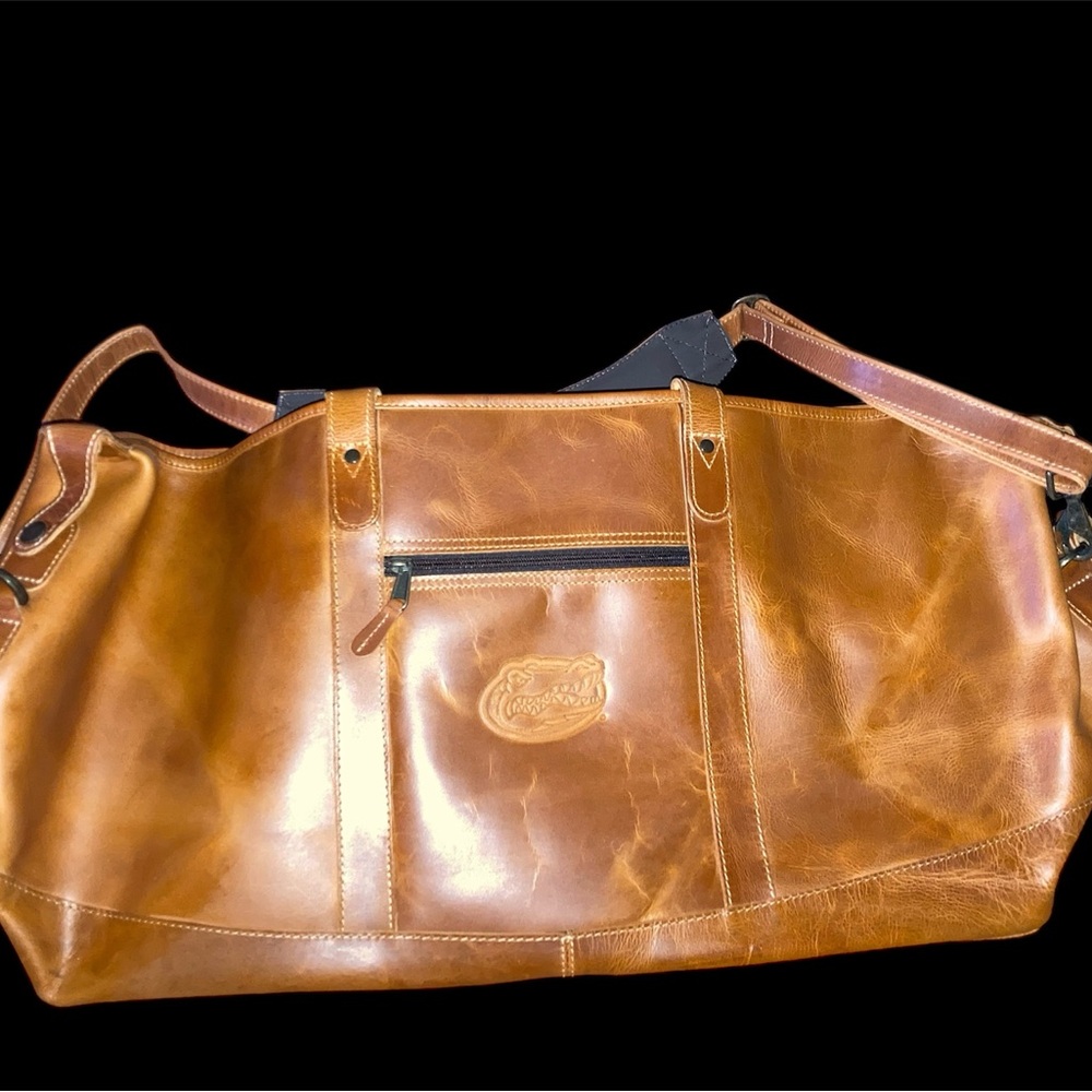 University of Florida UF Gators Duffle Travel Bag. Marbled Leather. New - Picture 3 of 9